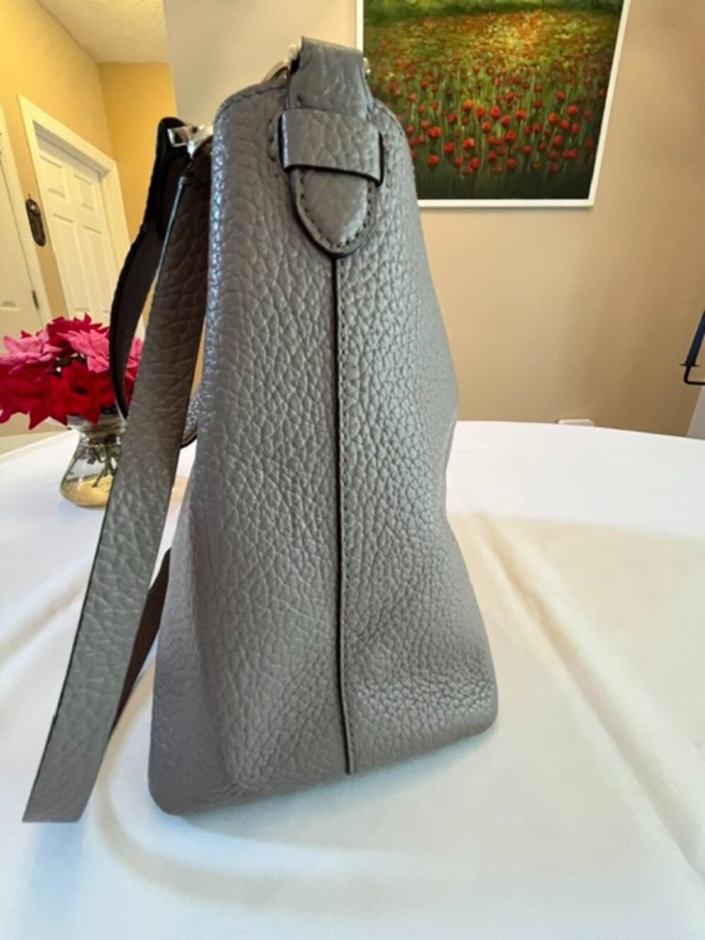 KATE SPADE | New York Gray Pebbled Leather Tote Hobo Shoulder bag-EUC - Picture 10 of 16